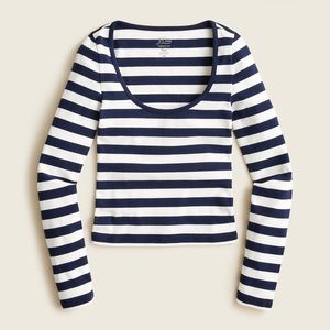 NWT - J. Crew Cotton Scoopneck Ribbed Long-Sleeve T-shirt in Stripe